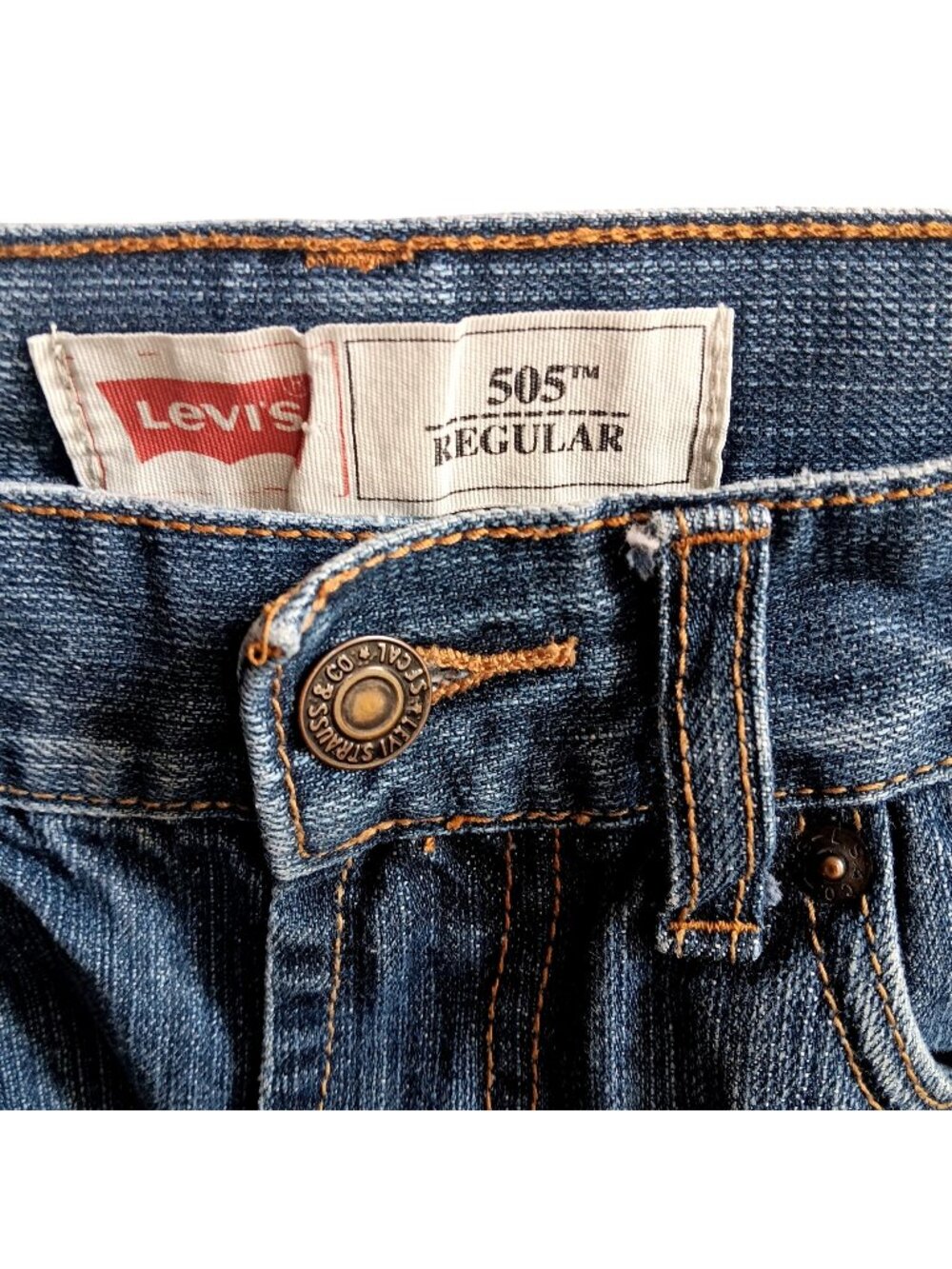 Boys 12 Levis 505 Jeans 26x26 Regular Fit Denim Medium Wash Denim Straight Leg